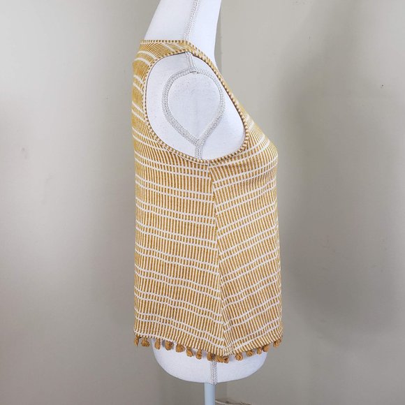 Anthropologie's W5 Tassel Striped Boho Tank Top Yellow Size XS - Picture 4 of 11